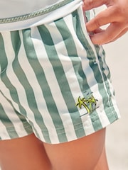 Weiß/Grün gestreift - Sonnenschutz-Set aus Oberteil und Shorts (3 Monate–7 Jahre) - Bild 5 von 8