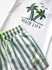 Weiß/Grün gestreift - Sonnenschutz-Set aus Oberteil und Shorts (3 Monate–7 Jahre) - Bild 8 von 8
