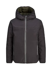 JACK & JONES JUNIOR Black Hooded Reversible Jacket - Image 1 of 6