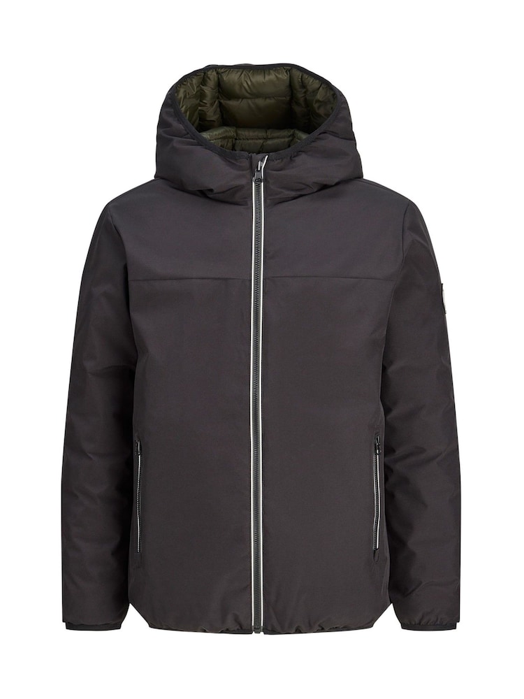 JACK & JONES JUNIOR Black Hooded Reversible Jacket - Image 1 of 6