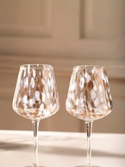 Set of 2 White Confetti Wine Glasses - Image 2 of 3
