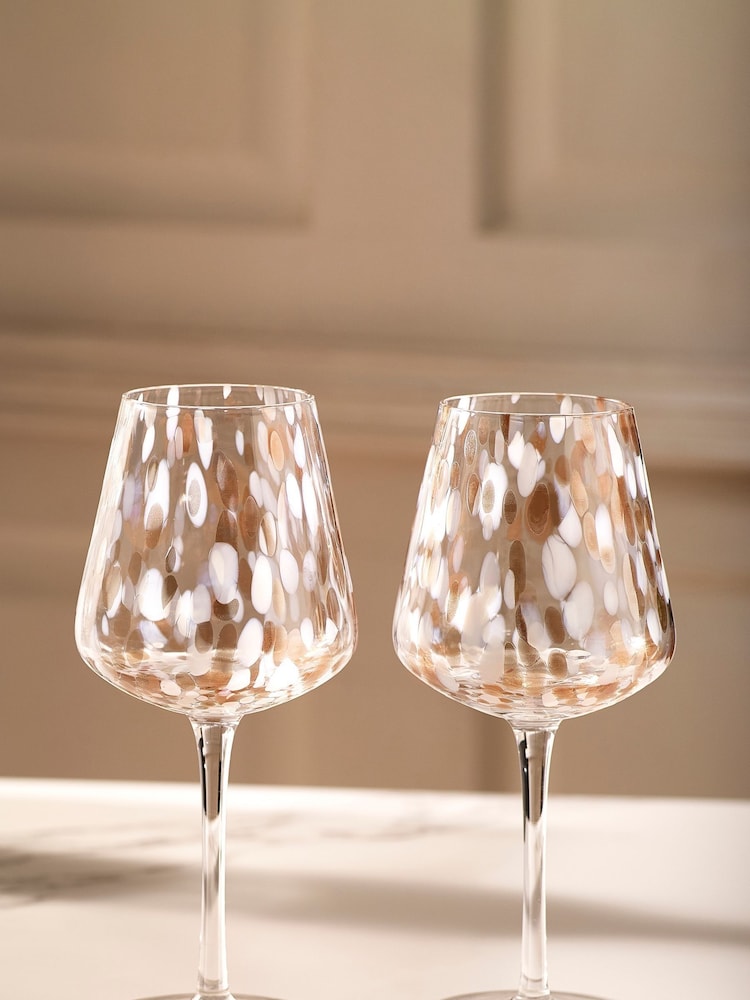 Set of 2 White Confetti Wine Glasses - Image 2 of 3