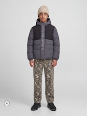 JACK & JONES JUNIOR Grey Colour Block Puffer Jacket - Image 3 of 5