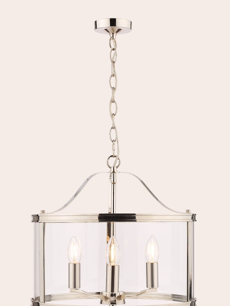 Laura Ashley Chrome Harrington Pendant 3 Light Ceiling Light - Image 2 of 4