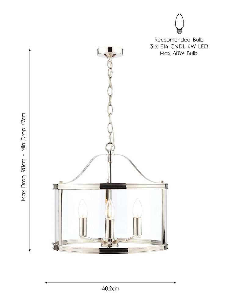 Laura Ashley Chrome Harrington Pendant 3 Light Ceiling Light - Image 4 of 4
