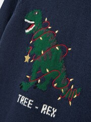 Joules The Cracking Knit Navy Blue Festive Knitted Jumper - Image 2 of 5