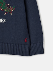 Joules The Cracking Knit Navy Blue Festive Knitted Jumper - Image 4 of 5