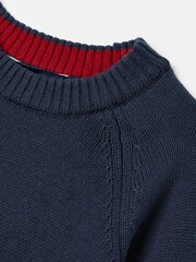 Joules The Cracking Knit Navy Blue Festive Knitted Jumper - Image 5 of 5