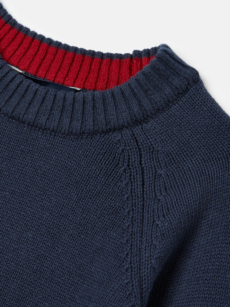 Joules The Cracking Knit Navy Blue Festive Knitted Jumper - Image 5 of 5