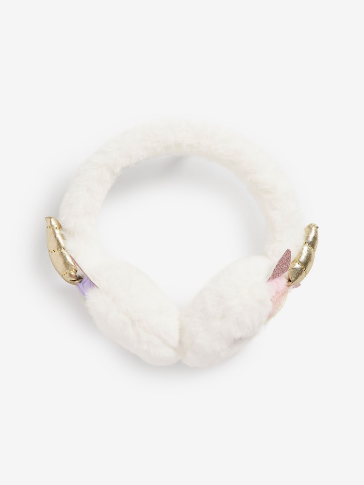 Ecru White Fluffy Ear Warmers - Image 1 of 2