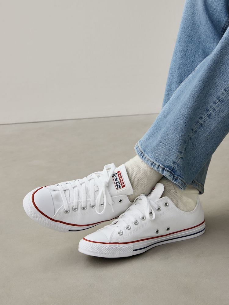 Converse White Chuck Taylor Ox Trainers - Image 2 of 8
