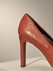 Rust Brown Premium Leather Square Toe Weave Heels - Image 3 of 4