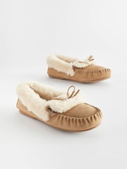 Tan Brown Suede Moccasin Slippers - Image 3 of 7