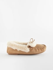 Tan Brown Suede Moccasin Slippers - Image 4 of 7