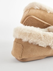 Tan Brown Suede Moccasin Slippers - Image 5 of 7