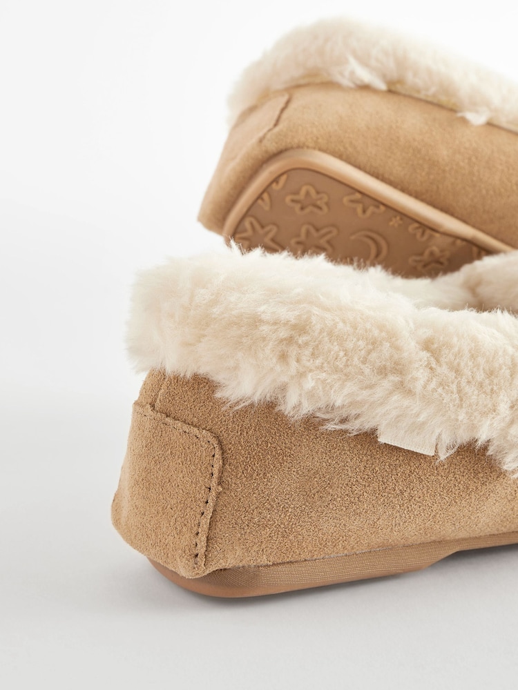 Tan Brown Suede Moccasin Slippers - Image 5 of 7