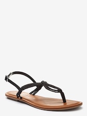 Black Regular/Wide Fit Forever Comfort® Double Plait Toe Thong Sandals - Image 5 of 7