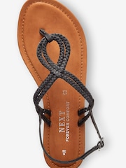 Black Regular/Wide Fit Forever Comfort® Double Plait Toe Thong Sandals - Image 6 of 7