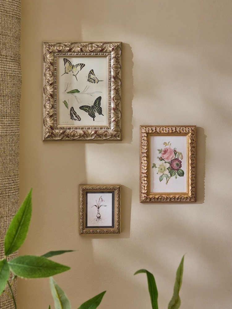 Set of 3 Gold Ornate Wooden Photo Frames - Image 1 of 5