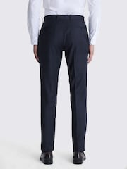 MOSS Navy Blue Tailored Fit Milled Check Suit Trousers - Image 2 of 3