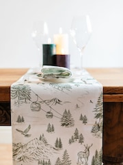 Avalon Home Forest Green Festive Toile Table Runner - Image 2 of 6