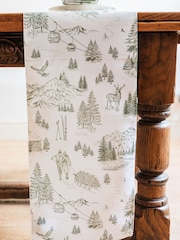 Avalon Home Forest Green Festive Toile Table Runner - Image 3 of 6
