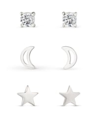 Beaverbrooks Sterling Silver Moon And Stars Earring Set - Image 1 of 6