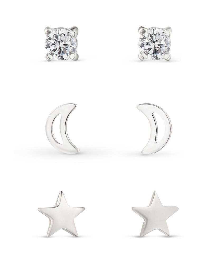 Beaverbrooks Sterling Silver Moon And Stars Earring Set - Image 1 of 6