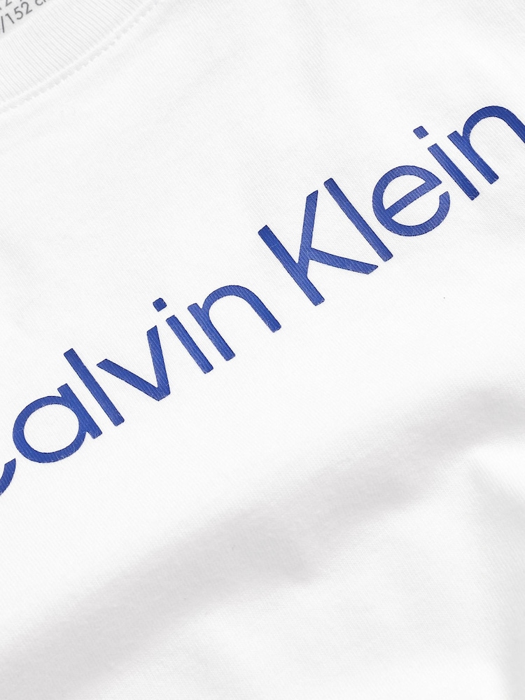 Голубая хлопковая пижама для девочек с логотипом Calvin Klein - Изображение 11 из 11