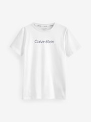 Голубая хлопковая пижама для девочек с логотипом Calvin Klein - Изображение 5 из 11