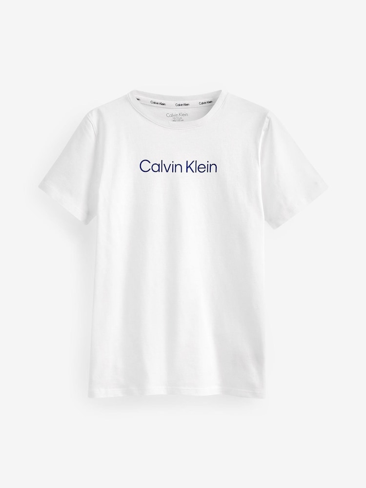 Niebieski dziewczęcy zestaw piżam Calvin Klein Modern z logo - Image 5 of 11