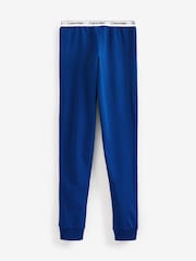 Голубая хлопковая пижама для девочек с логотипом Calvin Klein - Изображение 9 из 11