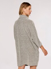 Apricot Green & White Boucle Mock Neck Cocoon Dress - Image 2 of 4