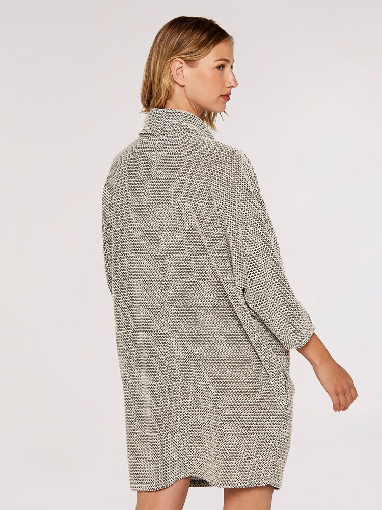Apricot Green & White Boucle Mock Neck Cocoon Dress - Image 2 of 4