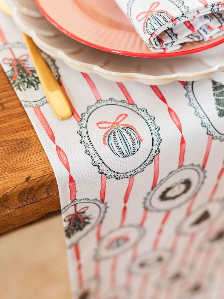 Avalon Home Red Stripe the Halls Table Runner - Image 2 of 6 Avalon Home Red Stripe the Halls Table Runner - Image 2 of 6