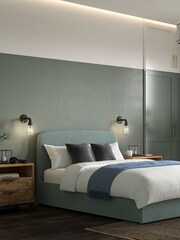 Blue Slate Teal Soft Velvet Matson Upholstered Ottoman Storage Bed Frame - Image 1 of 7