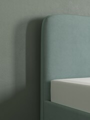 Blue Slate Teal Soft Velvet Matson Upholstered Ottoman Storage Bed Frame - Image 3 of 7