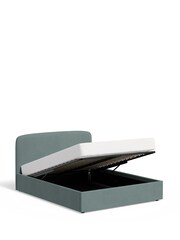 Blue Slate Teal Soft Velvet Matson Upholstered Ottoman Storage Bed Frame - Image 5 of 7