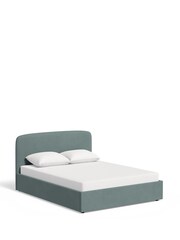 Blue Slate Teal Soft Velvet Matson Upholstered Ottoman Storage Bed Frame - Image 6 of 7
