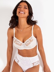 Pour Moi White High Waist Sofia Embroidered Lace Bikini Briefs - Image 3 of 5