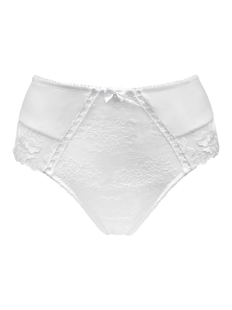 Pour Moi White High Waist Sofia Emb Lace Embroidered Deep Knickers - Image 3 of 4