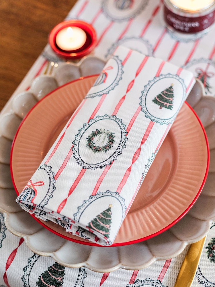 Avalon Home Set of 2 Stripe the Halls Napkins - 6의 이미지 1