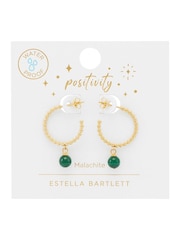 Estella Bartlett Gold Beaded Malachite Hoop Gemstone Drop Earrings - Image 2 of 3