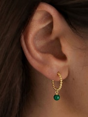 Estella Bartlett Gold Beaded Malachite Hoop Gemstone Drop Earrings - Image 3 of 3