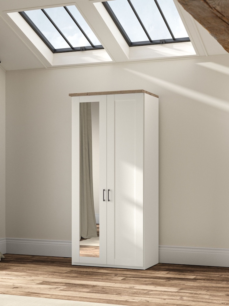 Wiemann White Truro Wood and Mirror Semi Fitted Wardrobe - Image 1 of 3