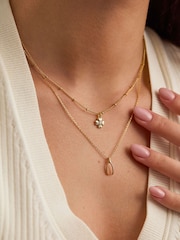Estella Bartlett Gold Tone Pave Four Leaf Clover Necklace - Image 4 of 4