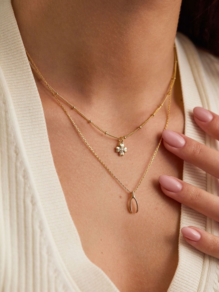 Estella Bartlett Gold Tone Pave Four Leaf Clover Necklace - Image 4 of 4 Estella Bartlett Gold Tone Pave Four Leaf Clover Necklace - Image 4 of 4
