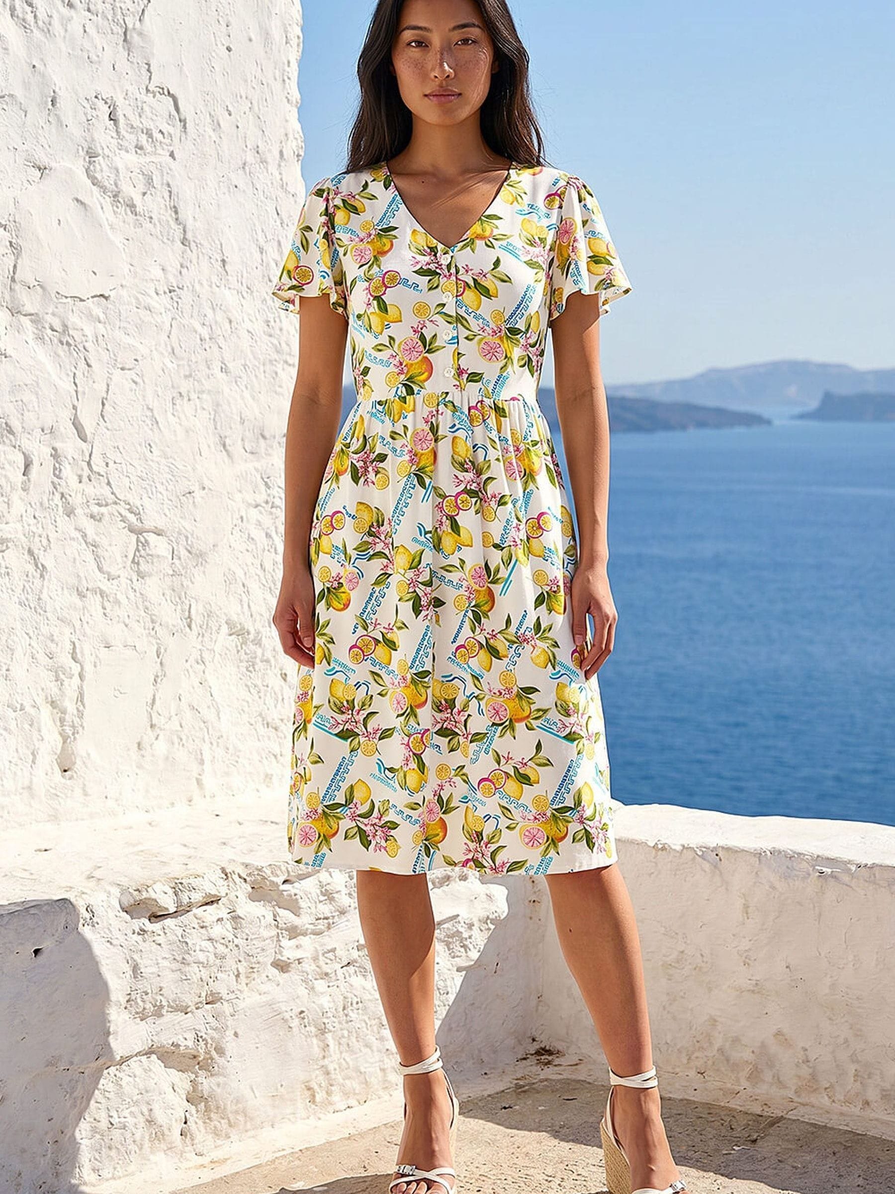 Buy Roman White Petite Lemon Print Pocket Dress from Next USA