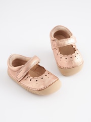 Rose Gold Pink Leather Standard Fit (F) Crawler Mary Jane Shoes - Image 1 of 5