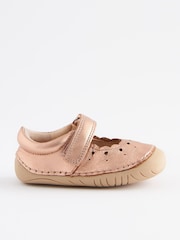 Rose Gold Pink Leather Standard Fit (F) Crawler Mary Jane Shoes - Image 2 of 5